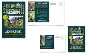 Farmers Market Postcard Template - Word, Publisher, InDesign, Illustrator, Pages, QuarkXPress, CorelDraw