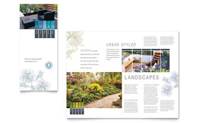 Urban Landscaping Trifold Brochure Template - Word, Publisher, InDesign, Illustrator, Pages, QuarkXPress, CorelDraw