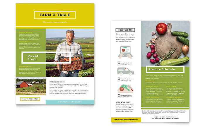 Organic Food Datasheet Template - Word, Publisher, InDesign, Illustrator, Pages, QuarkXPress, CorelDraw