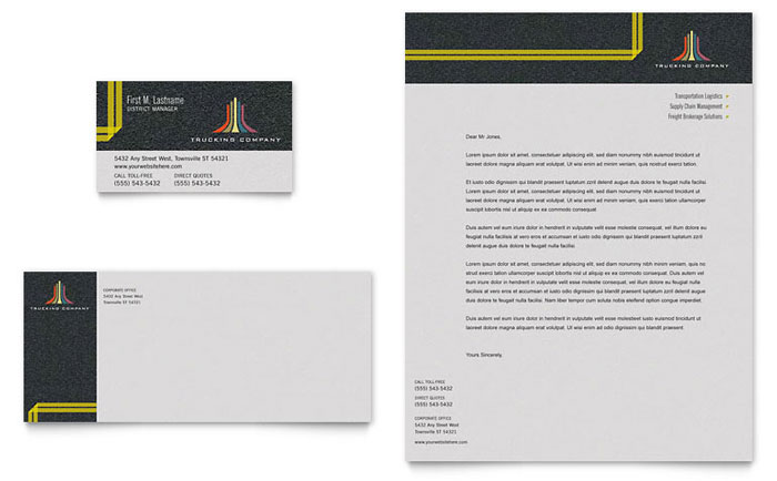 Trucking & Transport Business Card & Letterhead Template - Word, Publisher, InDesign, Illustrator, Pages, QuarkXPress, CorelDraw