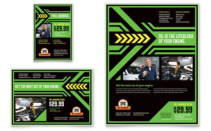 Oil Change Flyer & Ad Template - Word, Publisher, InDesign, Illustrator, Pages, QuarkXPress, CorelDraw