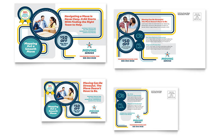 Moving Service Postcard Template - Word, Publisher, InDesign, Illustrator, Pages, QuarkXPress, CorelDraw