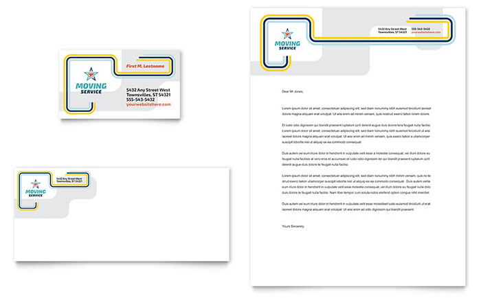 Moving Service Business Card & Letterhead Template - Word, Publisher, InDesign, Illustrator, Pages, QuarkXPress, CorelDraw