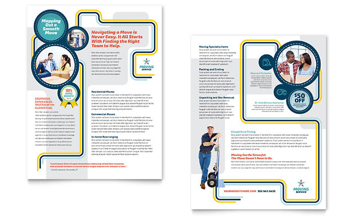 Moving Service Datasheet Template - Word, Publisher, InDesign, Illustrator, Pages, QuarkXPress, CorelDraw