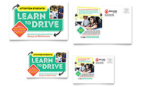 Driving School Postcard Template - Word, Publisher, InDesign, Illustrator, Pages, QuarkXPress, CorelDraw
