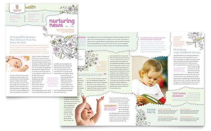 Babysitting & Daycare Newsletter Template - Word, Publisher, InDesign, Illustrator, Pages, QuarkXPress, CorelDraw