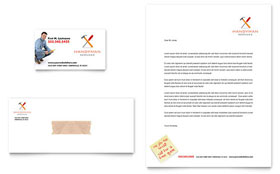 Handyman Services Business Card & Letterhead Template - Word, Publisher, InDesign, Illustrator, Pages, QuarkXPress, CorelDraw