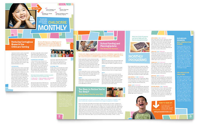 Preschool Kids & Day Care Newsletter Template - Word, Publisher, InDesign, Illustrator, Pages, QuarkXPress, CorelDraw