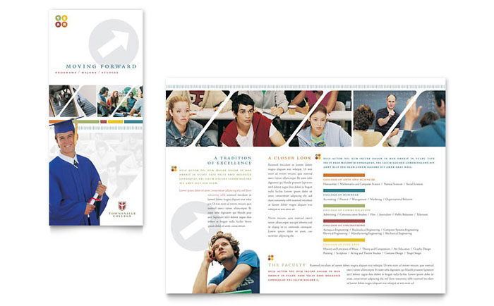 College & University Trifold Brochure Template - Word, Publisher, InDesign, Illustrator, Pages, QuarkXPress, CorelDraw