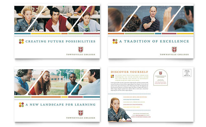 College & University Postcard Template - Word, Publisher, InDesign, Illustrator, Pages, QuarkXPress, CorelDraw