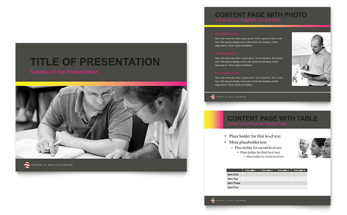 Adult Education & Business School Presentation Template - PowerPoint