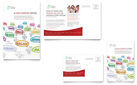 Language School Postcard Template - Word, Publisher, InDesign, Illustrator, Pages, QuarkXPress, CorelDraw