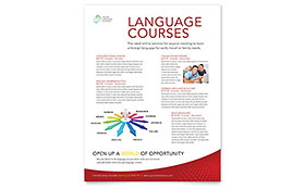 Language School Class Flyer Template - Word, Publisher, InDesign, Illustrator, Pages, QuarkXPress, CorelDraw