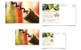 Vineyard & Winery Postcard Template - Word, Publisher, InDesign, Illustrator, Pages, QuarkXPress, CorelDraw