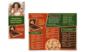 Pizza Pizzeria Restaurant Takeout Menu Template - Word, Publisher, InDesign, Illustrator, Pages, QuarkXPress, CorelDraw