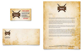 Steakhouse BBQ Restaurant Business Card & Letterhead Template - Word, Publisher, InDesign, Illustrator, Pages, QuarkXPress, CorelDraw