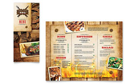 Steakhouse BBQ Restaurant Takeout Menu Template - Word, Publisher, InDesign, Illustrator, Pages, QuarkXPress, CorelDraw