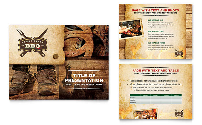 Steakhouse BBQ Restaurant Presentation Template - PowerPoint