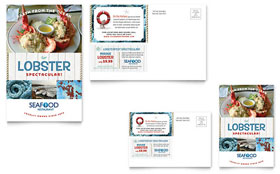Seafood Restaurant Postcard Template - Word, Publisher, InDesign, Illustrator, Pages, QuarkXPress, CorelDraw