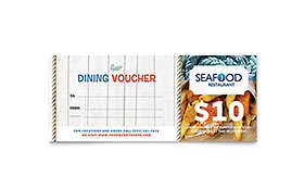 Seafood Restaurant Gift Certificate Template - Word, Publisher, InDesign, Illustrator, Pages, QuarkXPress, CorelDraw