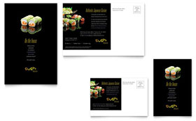 Sushi Restaurant Postcard Template - Word, Publisher, InDesign, Illustrator, Pages, QuarkXPress, CorelDraw