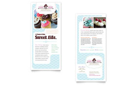 Bakery & Cupcake Shop Rack Card Template - Word, Publisher, InDesign, Illustrator, Pages, QuarkXPress, CorelDraw