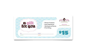 Bakery & Cupcake Shop Gift Certificate Template - Word, Publisher, InDesign, Illustrator, Pages, QuarkXPress, CorelDraw
