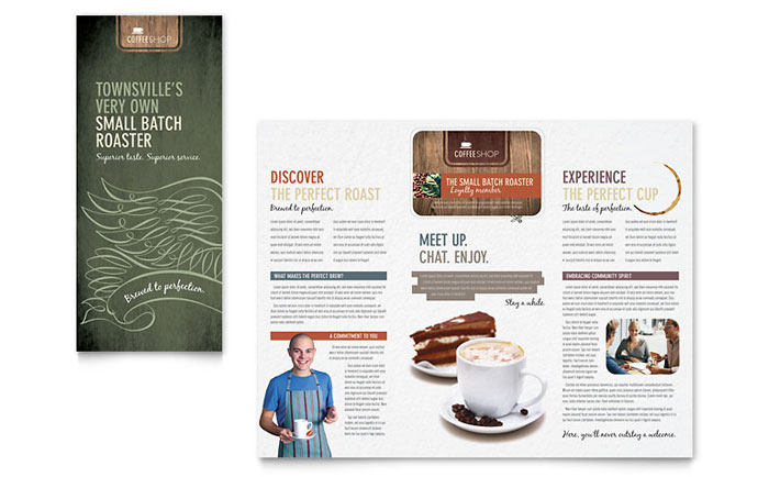 Coffee Shop Trifold Brochure Template - Word, Publisher, InDesign, Illustrator, Pages, QuarkXPress, CorelDraw