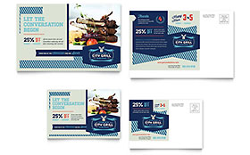 Fine Dining Restaurant Postcard Template - Word, Publisher, InDesign, Illustrator, Pages, QuarkXPress, CorelDraw