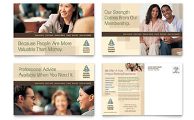Credit Union & Bank Postcard Template - Word, Publisher, InDesign, Illustrator, Pages, QuarkXPress, CorelDraw