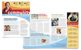 Community Non Profit Newsletter Template - Word, Publisher, InDesign, Illustrator, Pages, QuarkXPress, CorelDraw