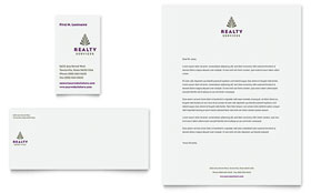 Realty Services Business Card & Letterhead Template - Word, Publisher, InDesign, Illustrator, Pages, QuarkXPress, CorelDraw