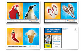 Heating & Air Conditioning Postcard Template - Word, Publisher, InDesign, Illustrator, Pages, QuarkXPress, CorelDraw