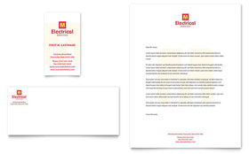 Electrical Services Business Card & Letterhead Template - Word, Publisher, InDesign, Illustrator, Pages, QuarkXPress, CorelDraw