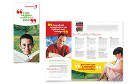Bookstore & Library Trifold Brochure Template - Word, Publisher, InDesign, Illustrator, Pages, QuarkXPress, CorelDraw