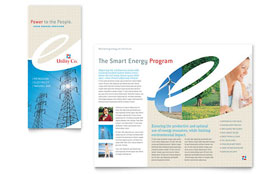 Utility & Energy Company Trifold Brochure Template - Word, Publisher, InDesign, Illustrator, Pages, QuarkXPress, CorelDraw