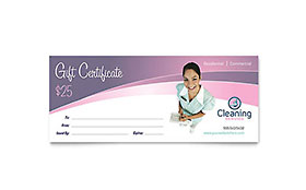 House Cleaning & Maid Services Gift Certificate Template - Word, Publisher, InDesign, Illustrator, Pages, QuarkXPress, CorelDraw