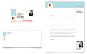 Home Real Estate Business Card & Letterhead Template - Word, Publisher, InDesign, Illustrator, Pages, QuarkXPress, CorelDraw