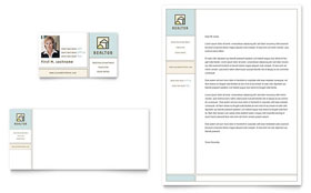 Traditional Style Real Estate Business Card & Letterhead Template - Word, Publisher, InDesign, Illustrator, Pages, QuarkXPress, CorelDraw