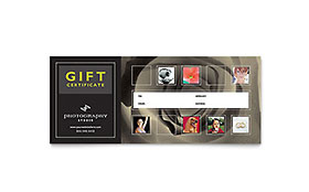 Photography Studio Gift Certificate Template - Word, Publisher, InDesign, Illustrator, Pages, QuarkXPress, CorelDraw