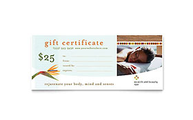 Health & Beauty Spa Gift Certificate Template - Word, Publisher, InDesign, Illustrator, Pages, QuarkXPress, CorelDraw