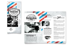 Barbershop Trifold Brochure Template - Word, Publisher, InDesign, Illustrator, Pages, QuarkXPress, CorelDraw