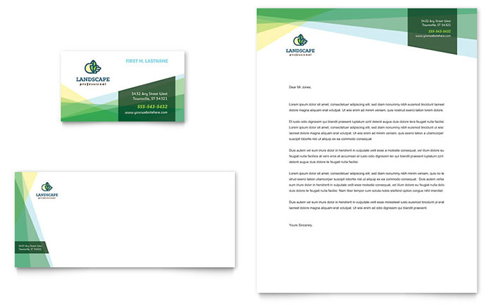 Landscaper Business Card & Letterhead Template - Word, Publisher, InDesign, Illustrator, Pages, QuarkXPress, CorelDraw