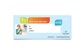 Cleaning Services Gift Certificate Template - Word, Publisher, InDesign, Illustrator, Pages, QuarkXPress, CorelDraw
