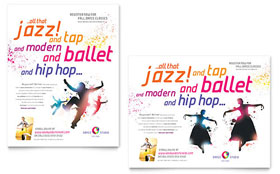 Dance Studio Poster Template - Word, Publisher, InDesign, Illustrator, Pages, QuarkXPress, CorelDraw