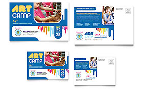 Kids Art Camp Postcard Template - Word, Publisher, InDesign, Illustrator, Pages, QuarkXPress, CorelDraw