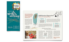 Writer's Workshop Trifold Brochure Template - Word, Publisher, InDesign, Illustrator, Pages, QuarkXPress, CorelDraw