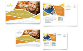 Assisted Living Postcard Template - Word, Publisher, InDesign, Illustrator, Pages, QuarkXPress, CorelDraw