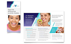 Dentist Trifold Brochure Template - Word, Publisher, InDesign, Illustrator, Pages, QuarkXPress, CorelDraw