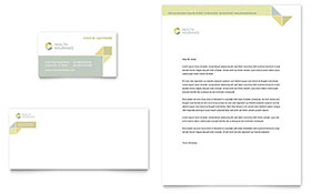 Health Insurance Business Card & Letterhead Template - Word, Publisher, InDesign, Illustrator, Pages, QuarkXPress, CorelDraw